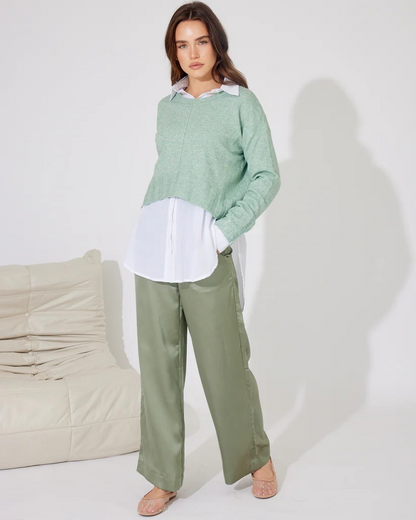 Remy Pant - Green Satin