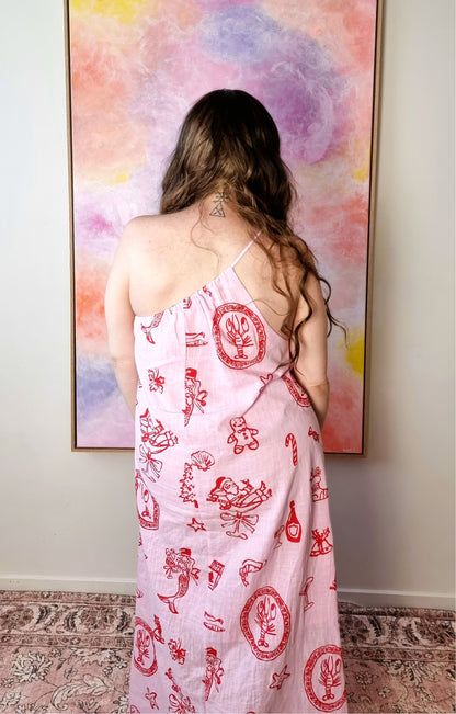 Sea-son’s Greetings Pink Maxi Dress